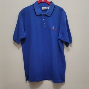 Vintage Walt Disney World Polo Shirt Mens Size Medium Blue Mickey Mouse 2000.